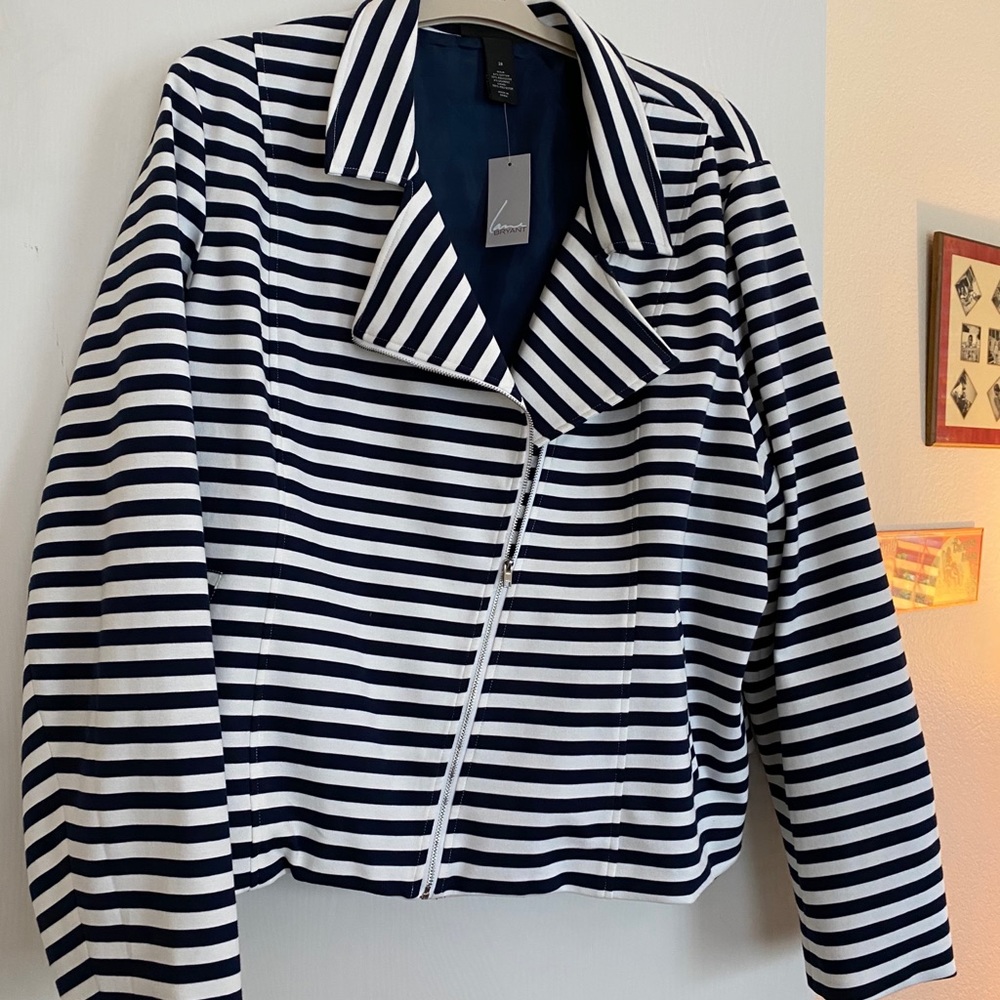 NWT - Zip up Striped Blazer - Lane Bryant